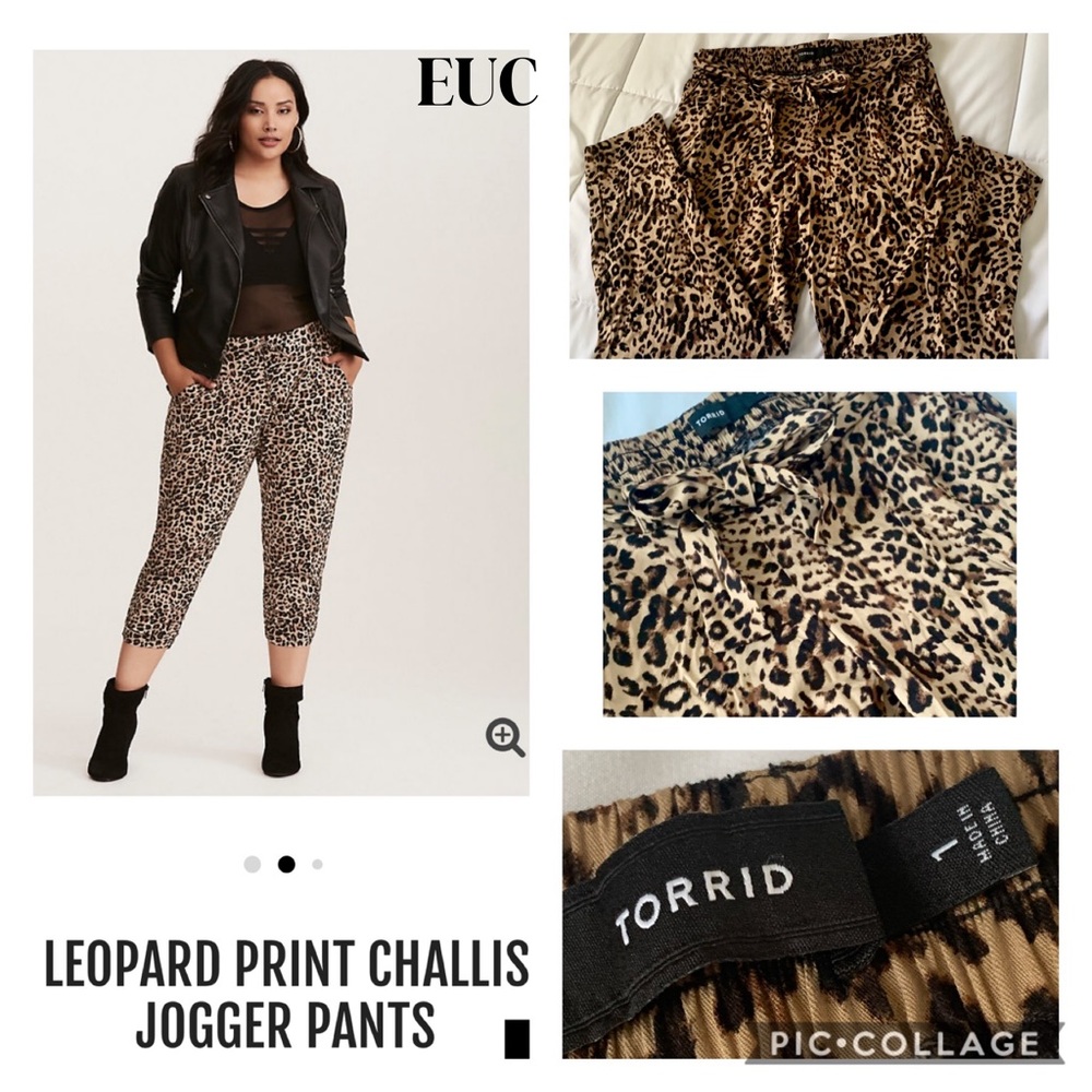 Leopard/Cheetah Print Challis Jogger Pant-torrid